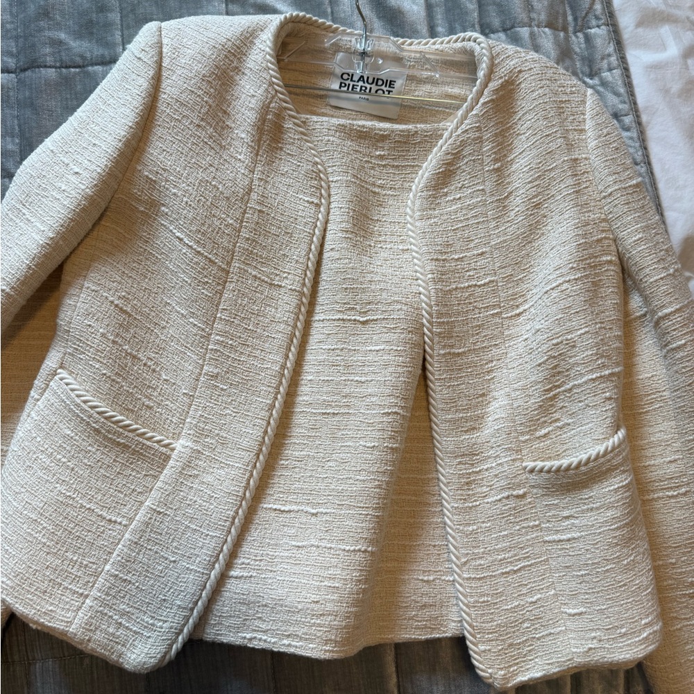 Claudie Pierlot Beige Tweed Suit set - tags on never worn. Purchased in Paris.